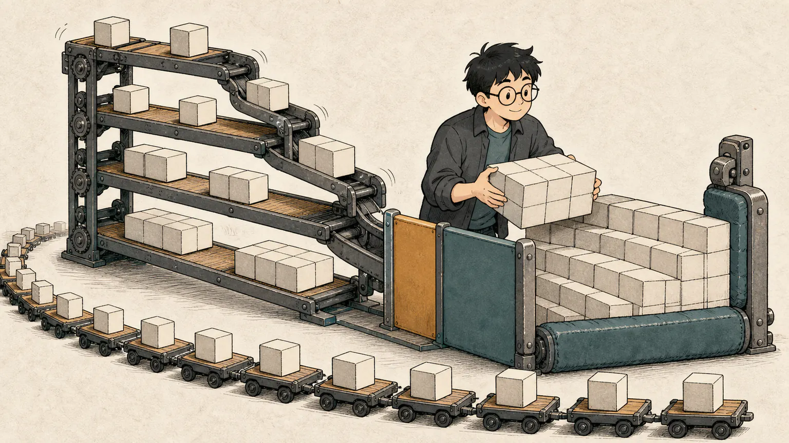 Forest restarts practice by replacing one-block hauling with doubled cargo batches and a guarded sign gate