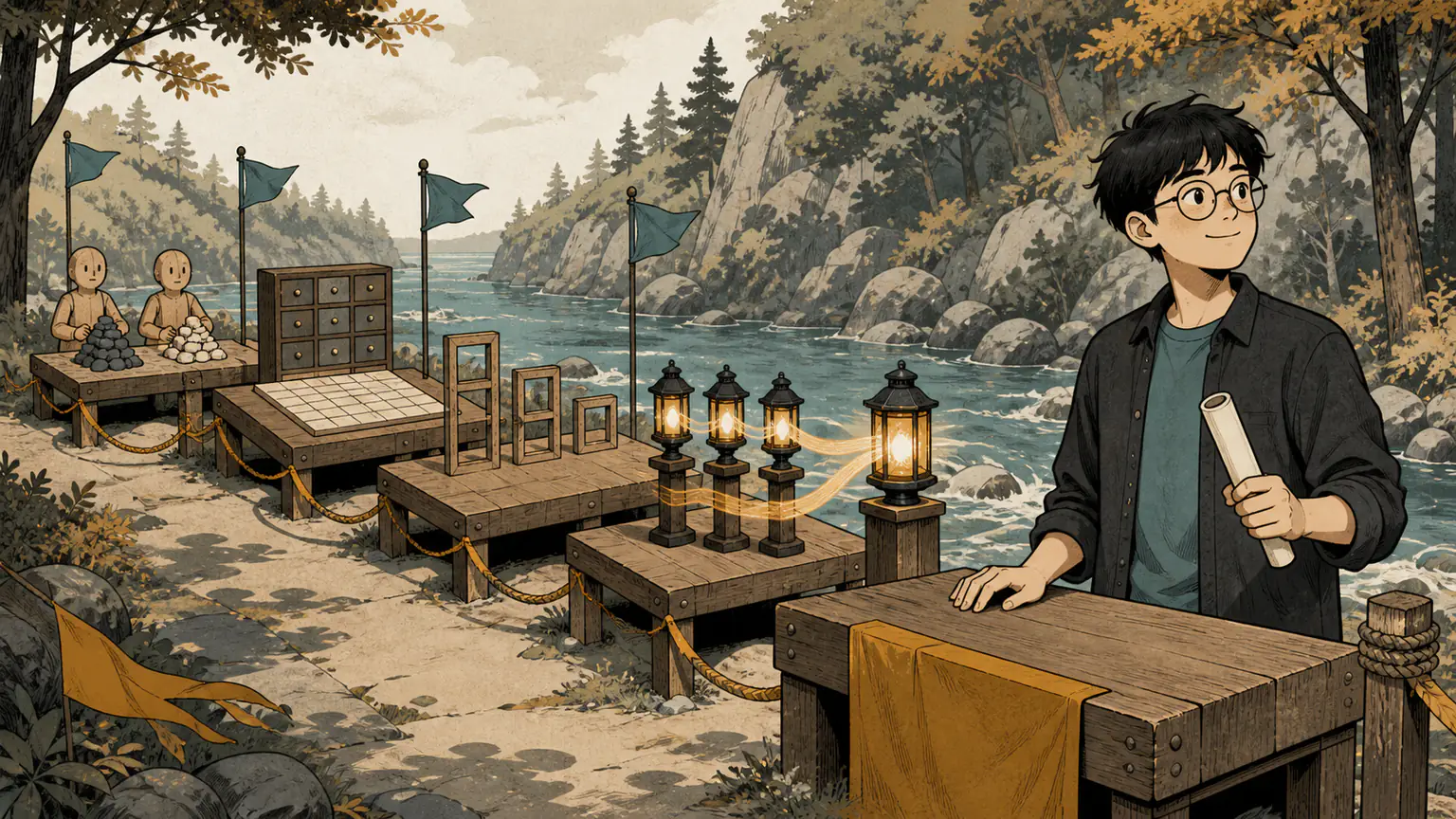 Forest completes a three-stage contest relay with recurrence lanterns, a special-end board path, bordered tiles and stone-game memory drawers