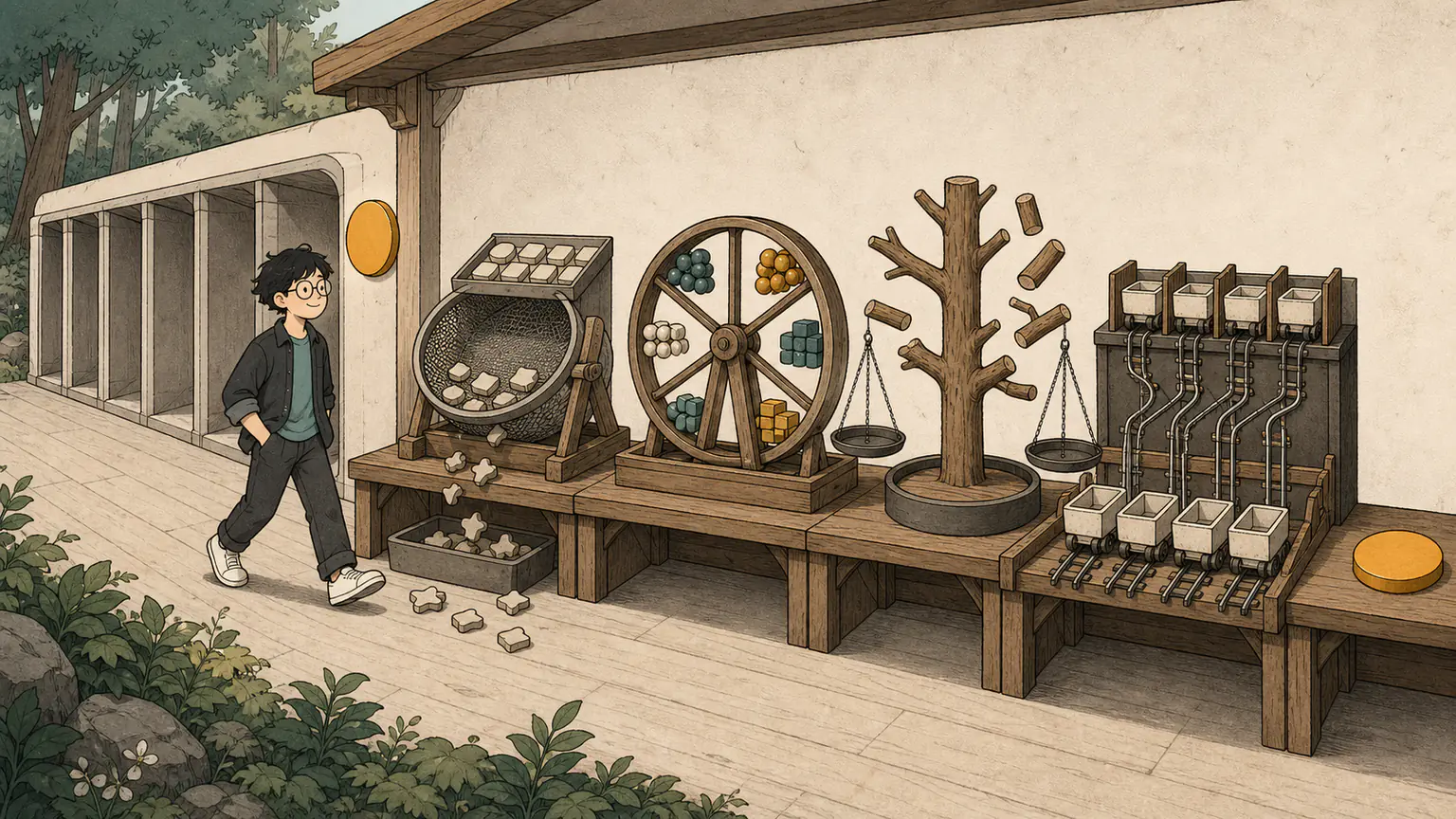 Forest leaves a six-stage practice gate and tunes a token sieve, balance wheel, split tree and dependency railway