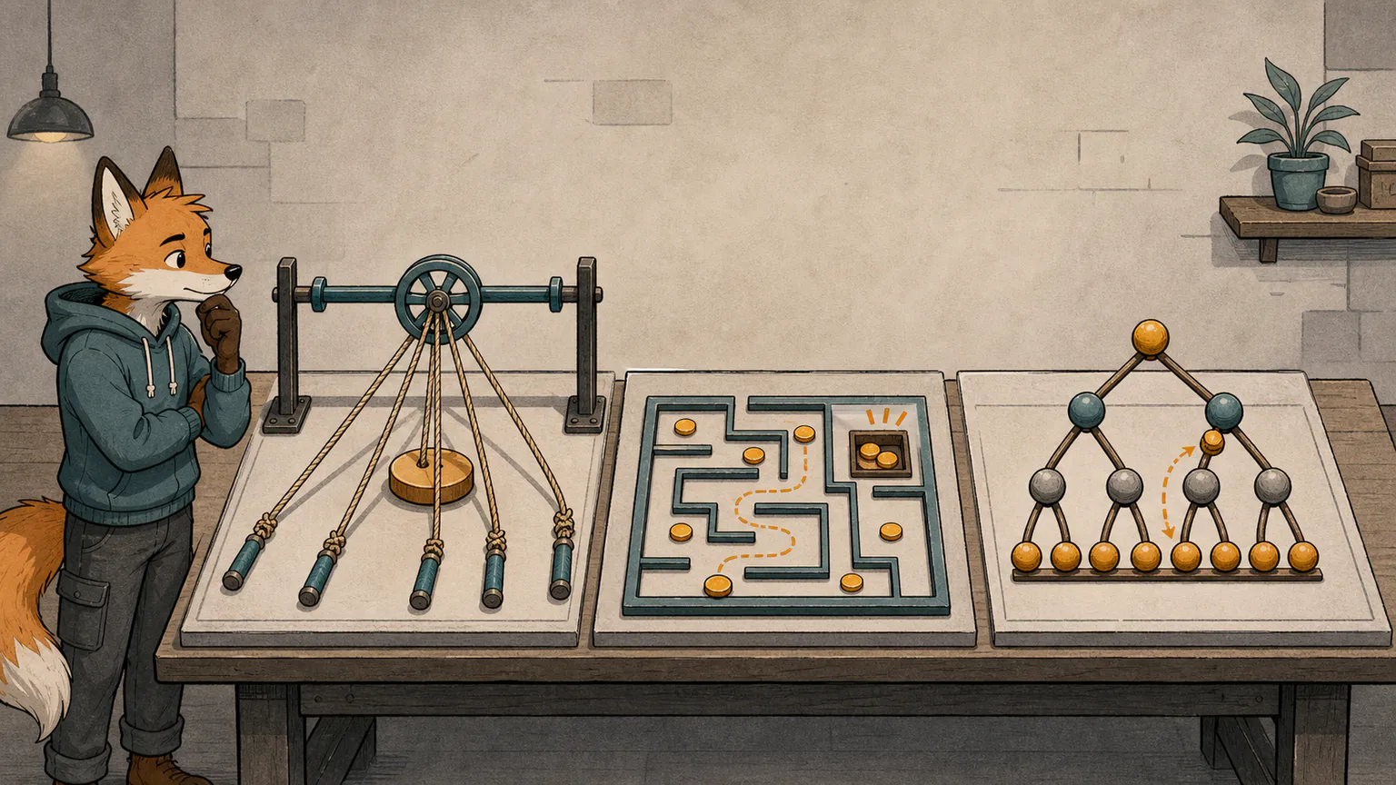 Forest works through a shared-pointer knot, a coin-combination maze, and a balanced ranking tree at the third interview workbench