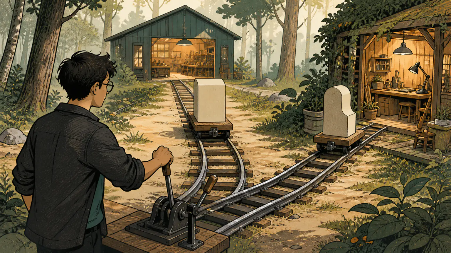 Forest operates a two-lane key switchyard where a default work lane and a repository-specific personal lane reach separate code workshops without colliding